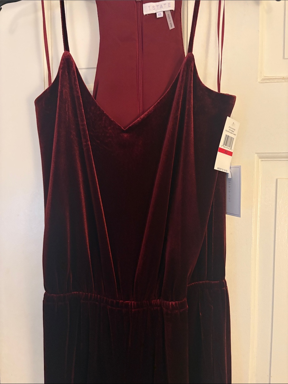 1. State Burgundy Velvet Strapless Slip Dress